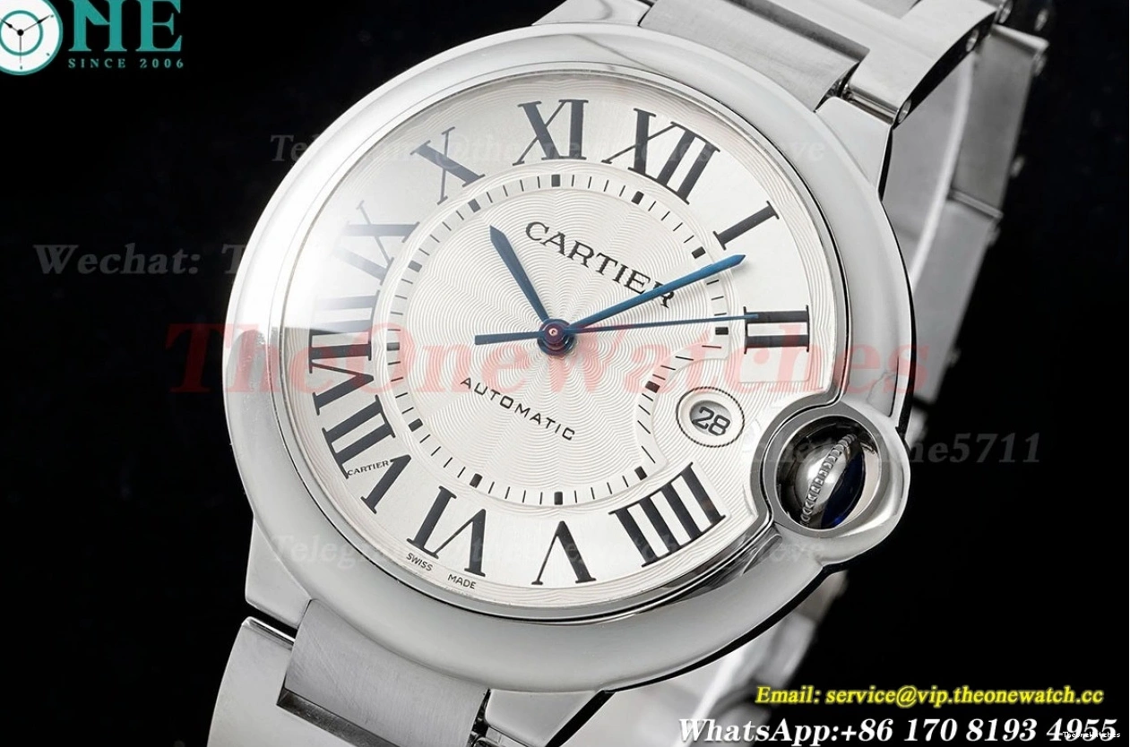 Dial White SS 42mm AF De Ballon Cartier Bleu SS A2824 1219